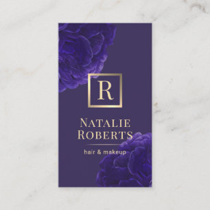 Violettes florales goldenes Logo Haarstylist Visag Visitenkarte