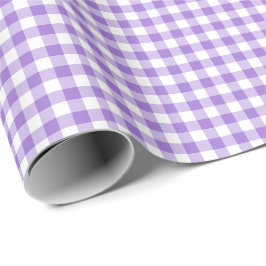 Violettes Gingham-Karomuster Geschenkpapier