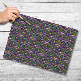 Violettes, grünes, goldenes Buntglas-Seidenpapier Seidenpapier