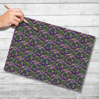 Violettes, grünes, goldenes Buntglas-Seidenpapier Seidenpapier