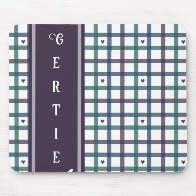 Violettes Herz-Gingham Mousepad (Vorne)