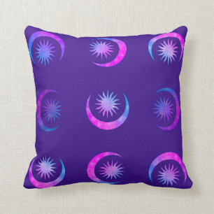 Violettes Indigo-lila Mond u. Sunzen-Schlafzimmer Kissen