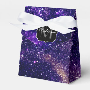 Violettes, lila abstraktes Galaxy Custom Monogram Geschenkschachtel