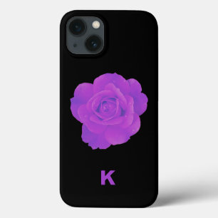 Violettes Lila Dunkle Florale Rose Monogramm Elega Case-Mate iPhone Hülle