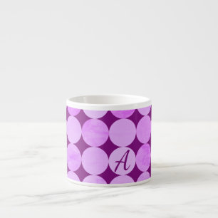 Violettes, lila-magenta- und rosa Kreise-Monogramm Espressotasse