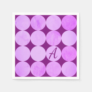 Violettes, lila Magenta- und rosa Kreise-Monogramm Serviette