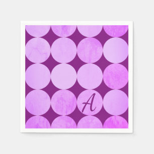 Violettes, lila Magenta- und rosa Kreise-Monogramm Serviette