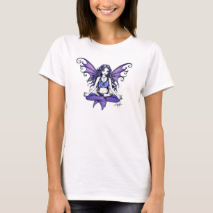 "Violettes Lotue" Yoga-schickes weißes Trägershi T-Shirt