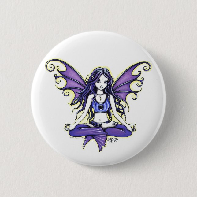 "Violettes Lotus" Yoga schicker Pinback Knopf Button (Vorderseite)