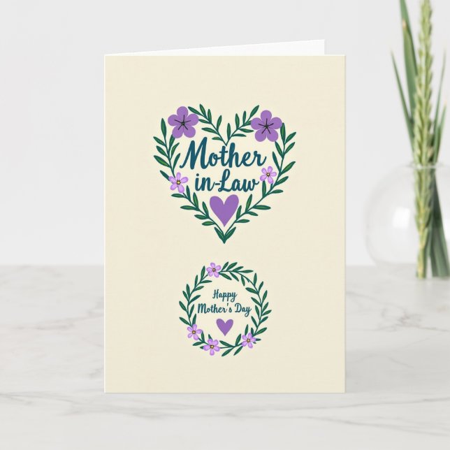 Violettes Mutterherz Karte (Vorderseite)