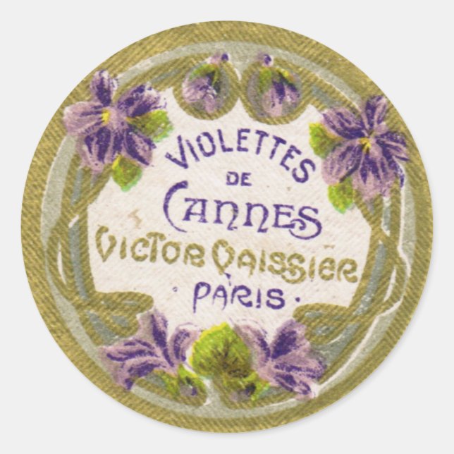 Violettes Parfüm Label, Paris 1900er Runder Aufkleber (Vorderseite)