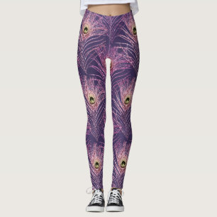 Violettes Pfauenfedermuster von Vogelfau Leggings