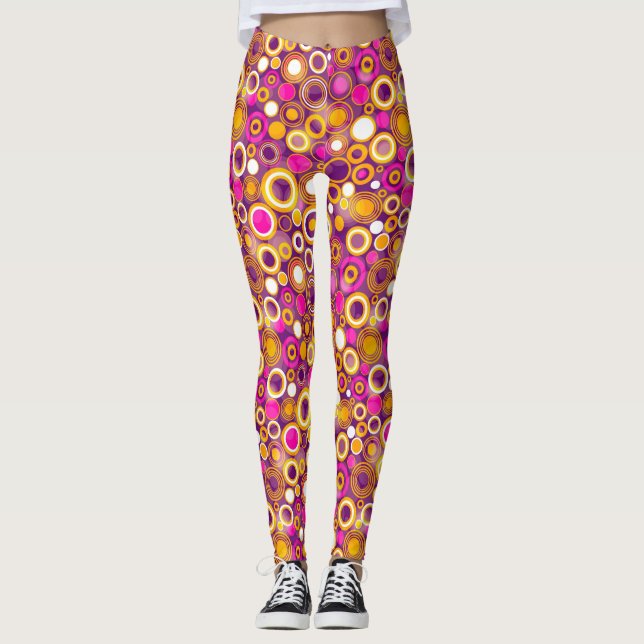 Violettes Tupfen-Muster Leggings (Vorderseite)