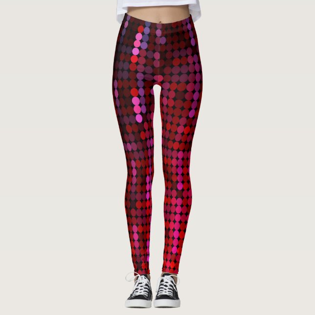 Violettes und rosa Paillette Ähnliches Leggings (Vorderseite)
