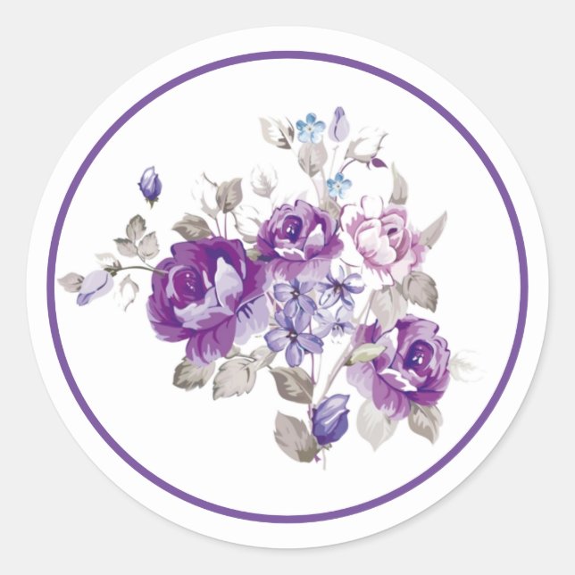 Violettflor Runder Aufkleber (Vorderseite)