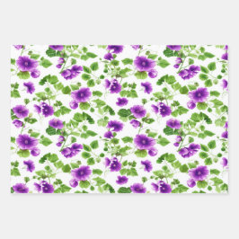 Violettflüster, Lila Blüten Geschenkpapier Set