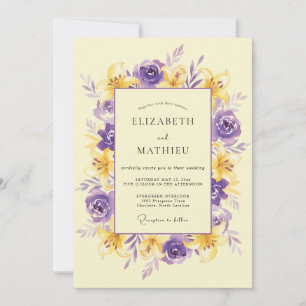 Violettgelber Kranz Hochzeit Einladung