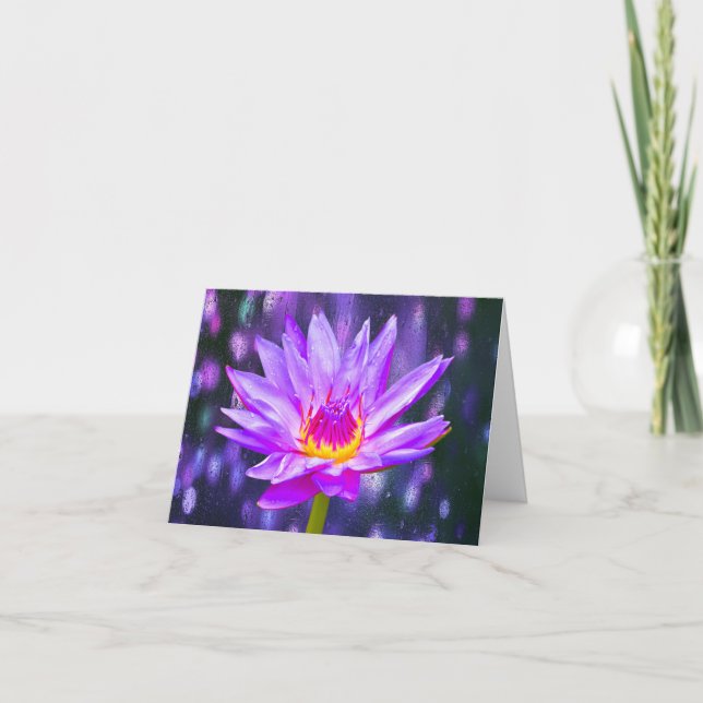 Violettlavender Water Lily Hinweis Grußkarten Karte (Vorderseite)