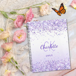 Violettlavendername mit Monogramm 2026 Planer