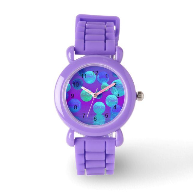 Violettnebel, Cyan und Lila Abstraktes Licht Armbanduhr (Vorderseite)
