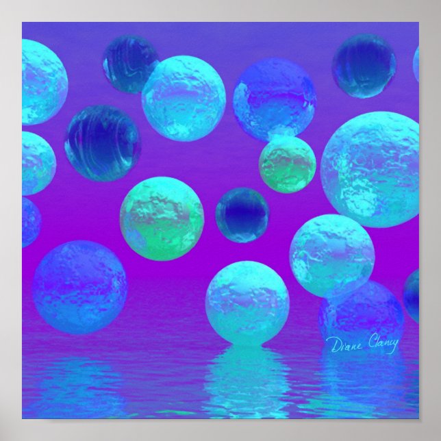 Violettnebel - Cyan und Lila Abstraktes Licht Poster (Vorne)