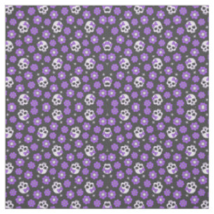 Violettschädel und Blume Stoff