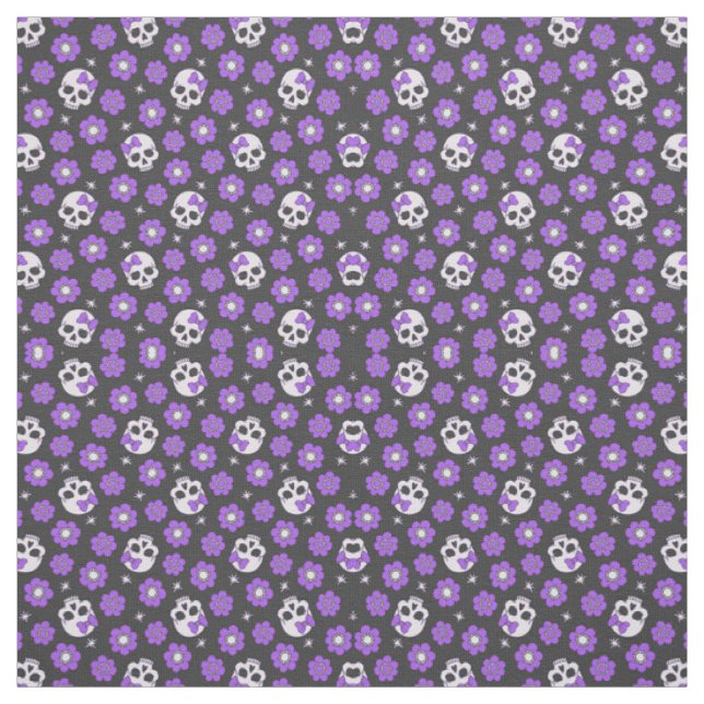 Violettschädel und Blume Stoff (Muster)