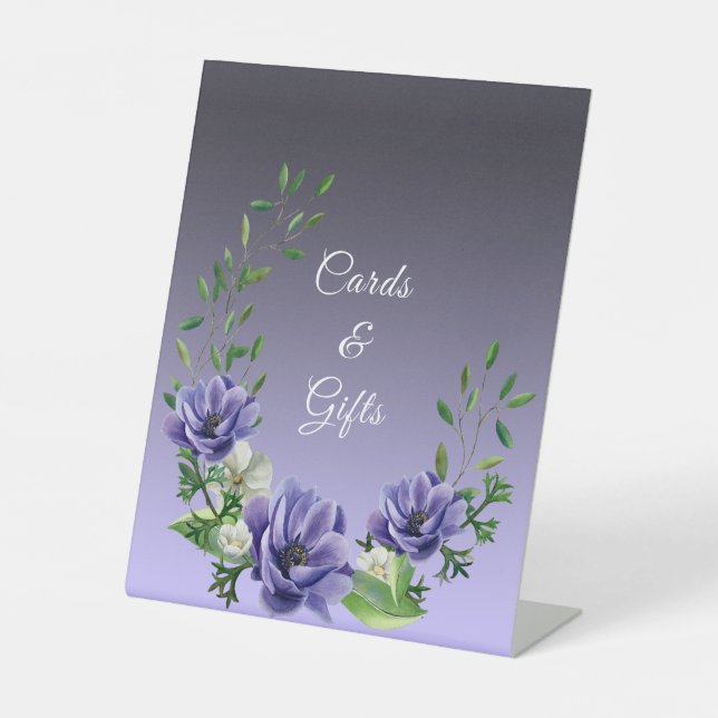 Violfarbene Blumen Tabletop-Zeichen Sockelschild (Vorderseite)