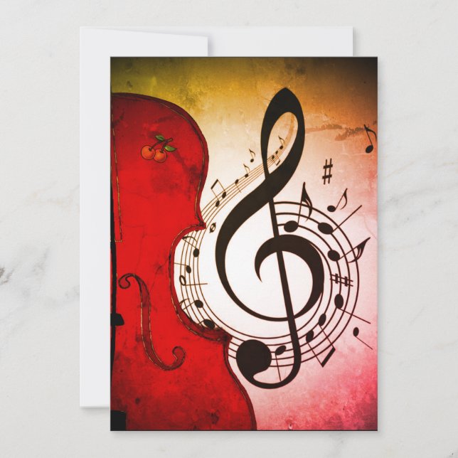 VIOLIN/CELLO ROCKABILLY INVITATIONSKARTEN EINLADUNG (Vorderseite)