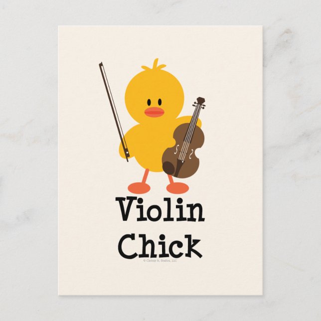 Violin Chick Postcard Postkarte (Vorderseite)