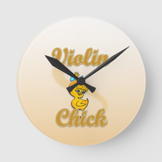 Violin Chick Runde Wanduhr (Vorderseite)