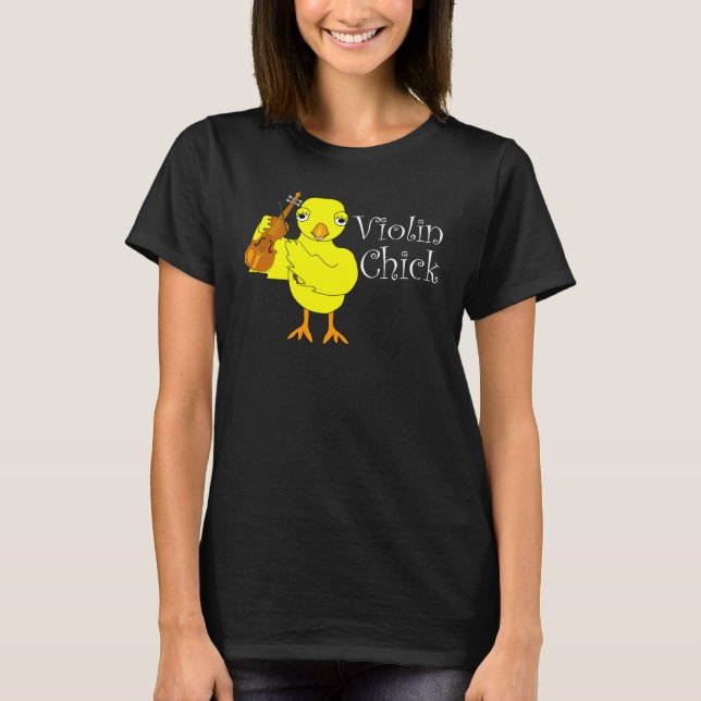 Violin Chick Text T-Shirt (Vorderseite)