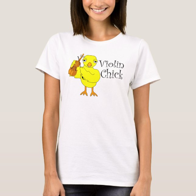 Violin Chick Text T-Shirt (Vorderseite)