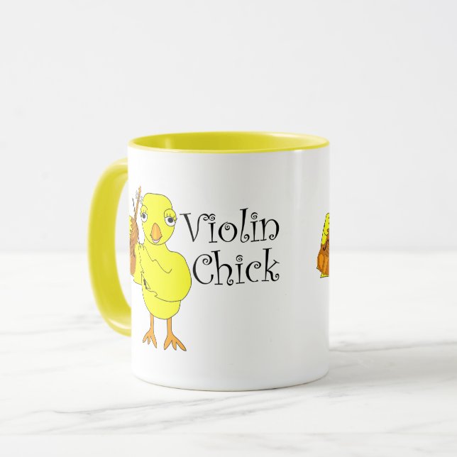 Violin Chick Text Tasse (Vorderseite Links)