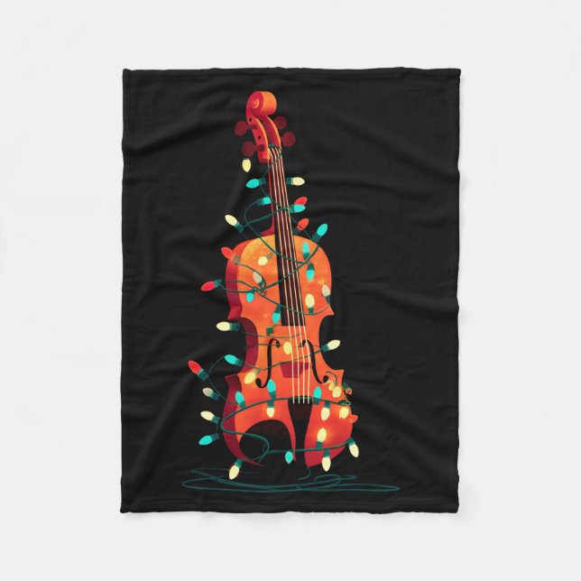 Violin Christmas Graphics Lights Lover Player Viol Fleecedecke (Vorderseite)