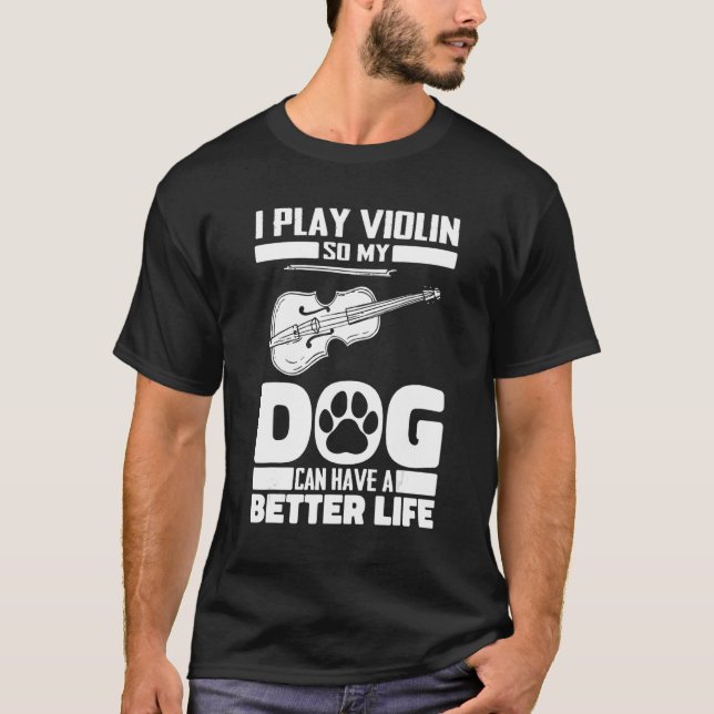 Violin Dog Fiddle Fiddler Violinist T-Shirt (Vorderseite)