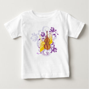 Violin Floral Swirl Baby Geschmeidiges weißes Klei T-shirt