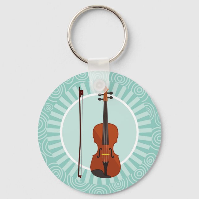 Violin Fun Turquoise Swirl Music Schlüsselanhänger (Vorderseite)