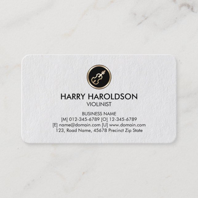 Violin Icon Violinist Premium Business Card Visitenkarte (Vorderseite)