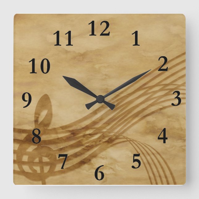 Violin Key Quadratische Wanduhr (Vorderseite)