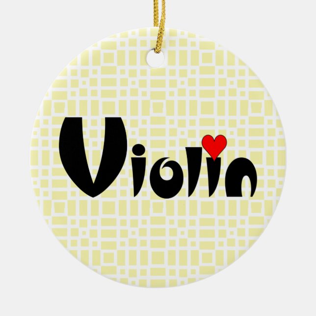 Violin Kleines Herz Keramik Ornament (Vorne)