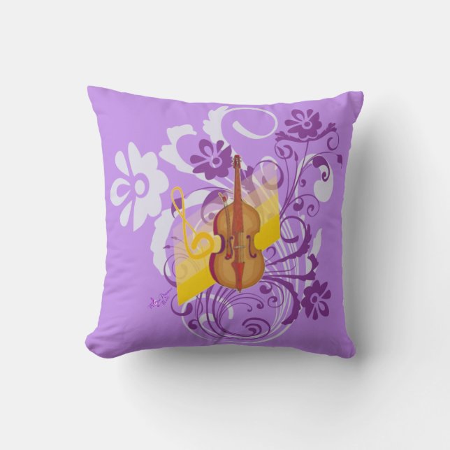 Violin Lila Blumenwirbel Kissen (Vorderseite)