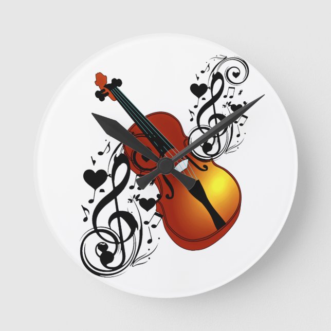 Violin,Lover at Heart_ Runde Wanduhr (Vorderseite)
