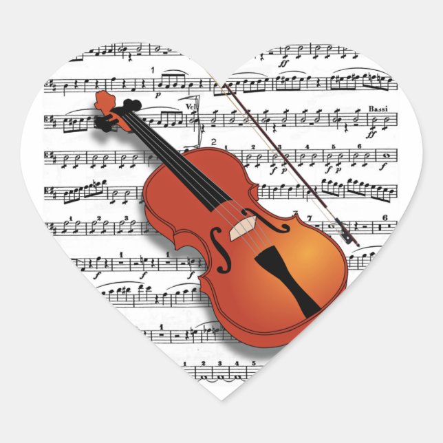 Violin Lover_ Herz-Aufkleber (Vorderseite)