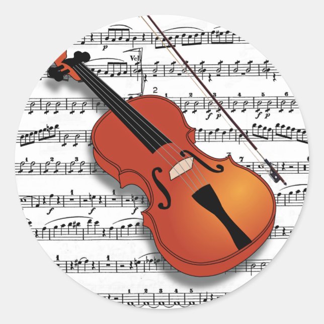 Violin Lover_ Runder Aufkleber (Vorderseite)