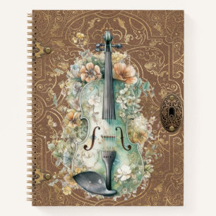 Violin Monogramm Vintag Viktorianisch Notizbuch