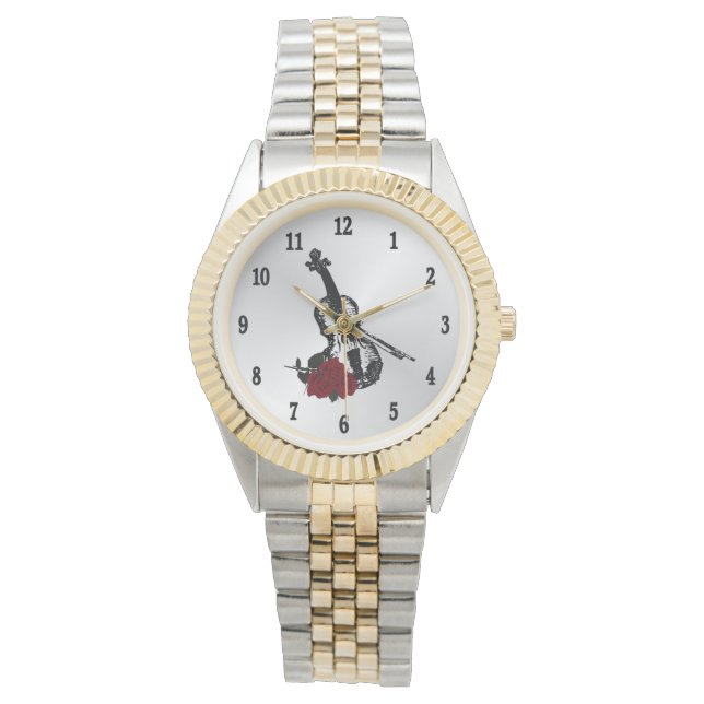 Violin Music Black Numbers Armbanduhr (Vorderseite)