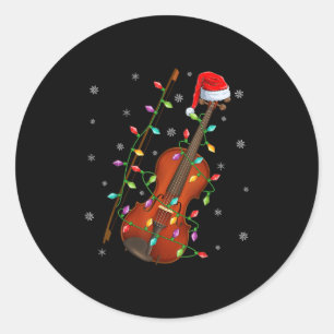 Violin Music Lover Xmas Lighting Weihnachtsmannmüt Runder Aufkleber