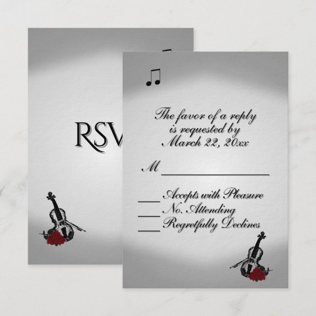 Violin Music Wedding RSVP Karte (Vorne/Hinten)