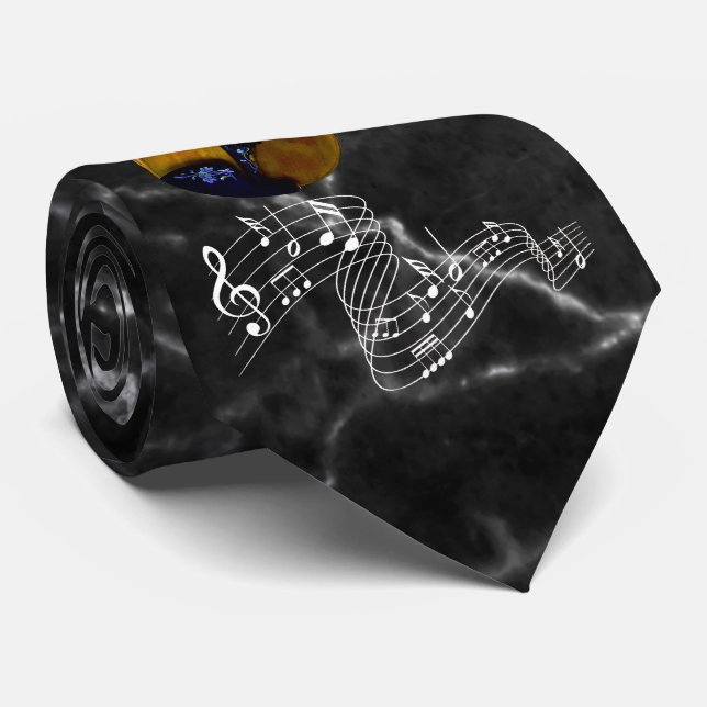 VIOLIN & MUSIKNOTEN-3 NECK TIE KRAWATTE (Gerollt)